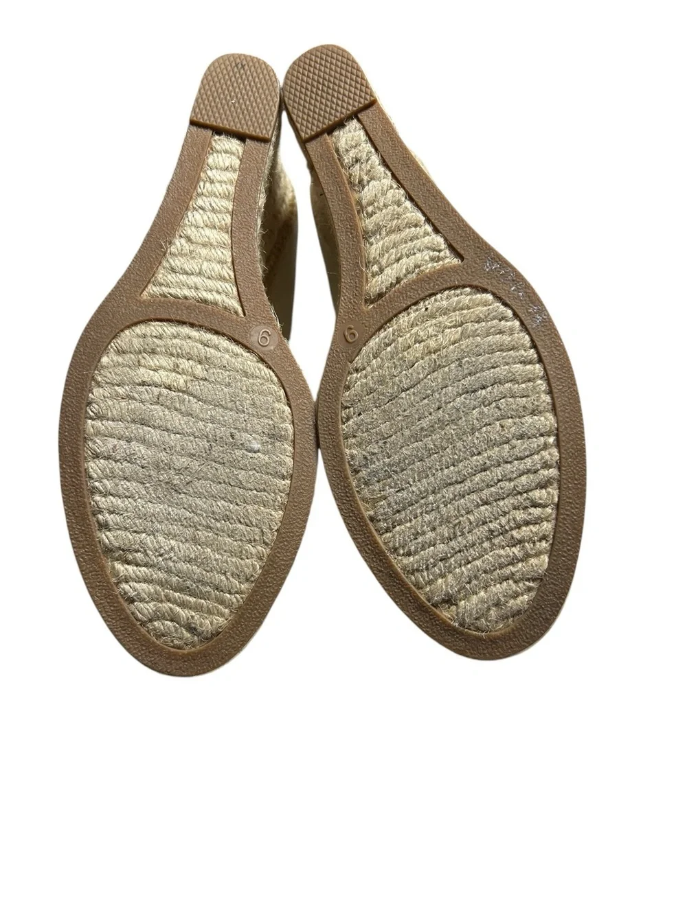 J.Crew Seville Espadrille Wedge Sandals Beige Canvas Jute Platform Size 9